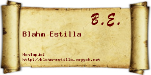 Blahm Estilla névjegykártya